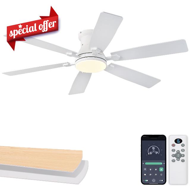52inch Low Profile Ceiling Fan with Light and Remote/APP Control