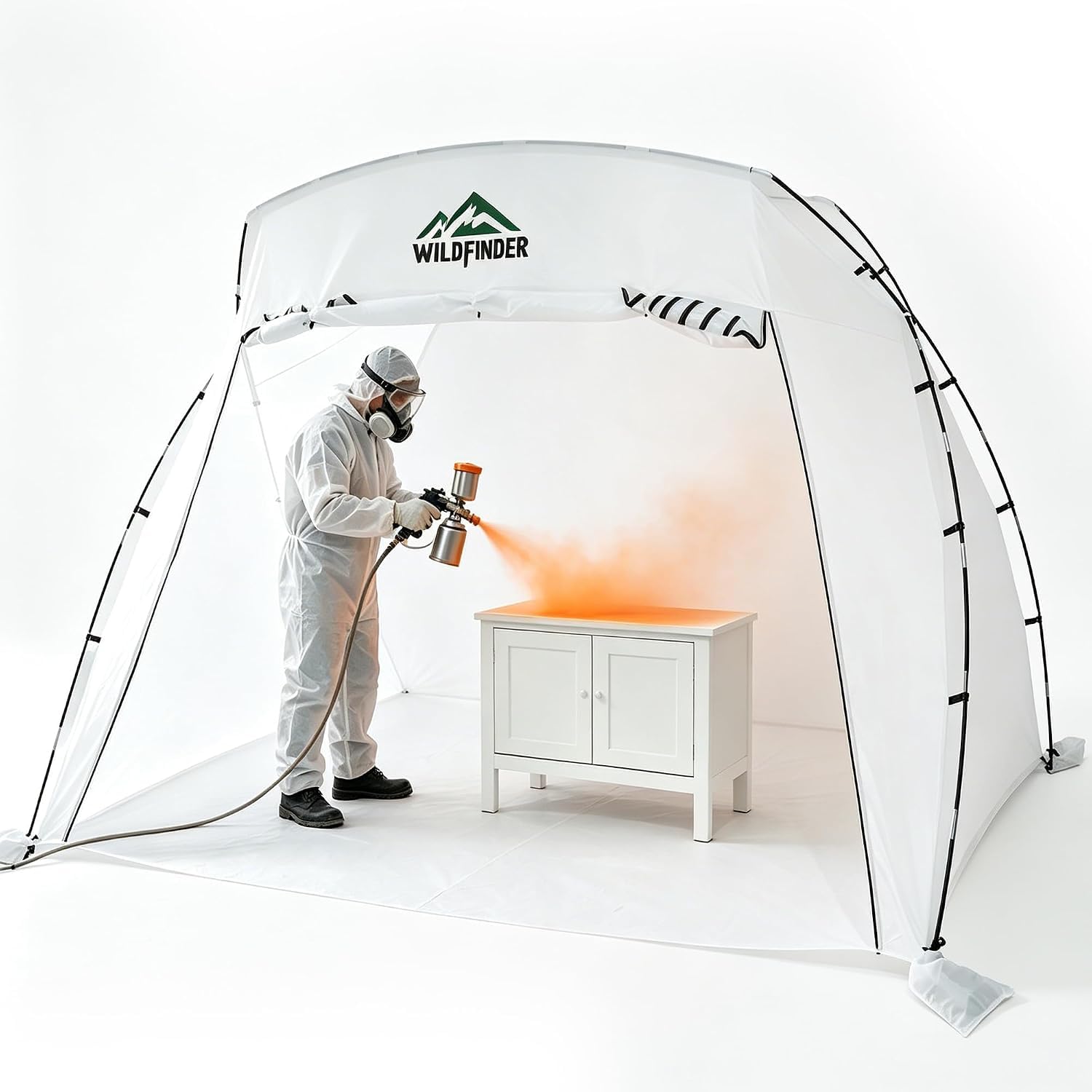 Paint Tent for Spray Painting | Windproof Spray Booth with Waterproof Floor & Mesh Screen & Windproof Stakes