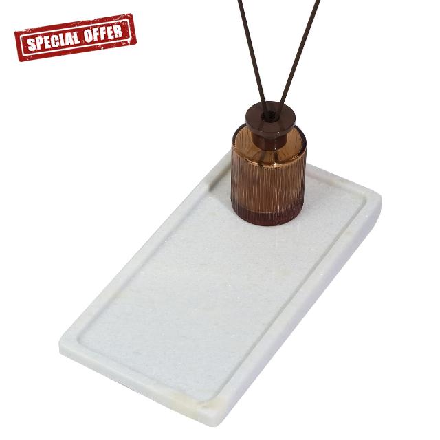 Solid Natural Marble Vanity Tray 11.5"x5.9" - Rectangular Bathroom Organizer