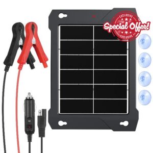 10W 12V Solar Battery Charger Trickle Maintainer Kit for Car IP67Waterproof                                                          25% Efficiency Built-in MPPT Controller Safety Protections 12 Volt Battery Charger