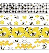 Whaline 69Ft Bee Bulletin Board Borders Black Yellow Cartoon Bees Honeycomb Bulletin Board Sticke...