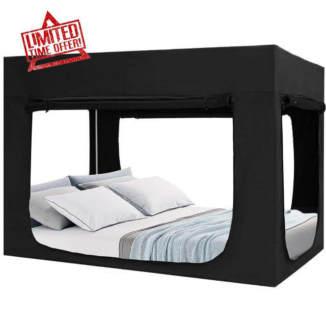 Quinnsus Bed Tent Bed Canopy Twin Size Tents for Adult and Kids - Portable Sleeping Bed Tents 80% Blackout with 4 Doors Breathable Private Space Tents(Mattress Not Included)