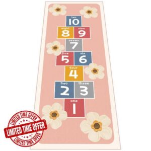 Hopscotch Rug for Kids - Non-Slip Indoor Play Mat for Boys & Girls 0-12