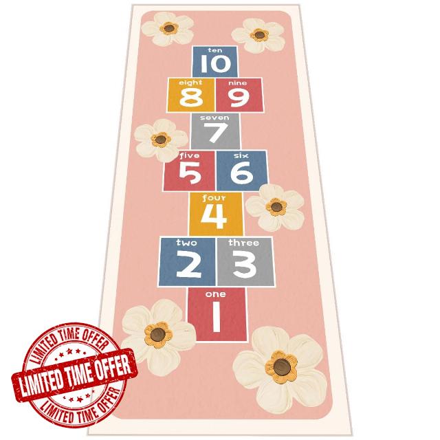 Hopscotch Rug for Kids - Non-Slip Indoor Play Mat for Boys & Girls 0-12