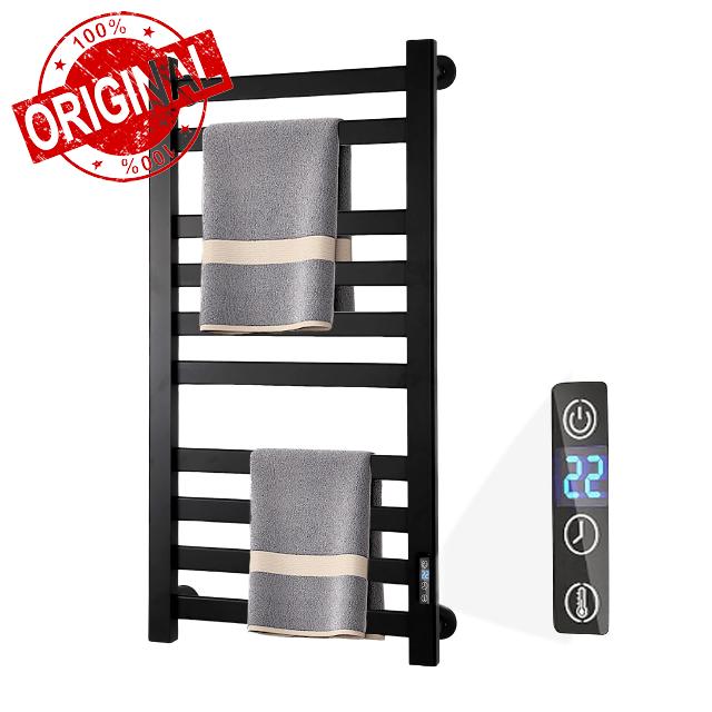 Heated Towel Rack Timer & Multi-Level Temp Adjustment Black | Wall Mounted Towel Warmer Racks for Bathroom|10 Bars Electric Shower Hot Tub Spa