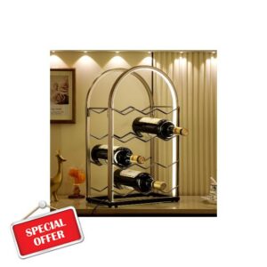 LED Countertop Wine Rack - 12 Bottle Freestanding Modern Metal Wine Rack - Tabletop Wine Holder Stand for Cabinet