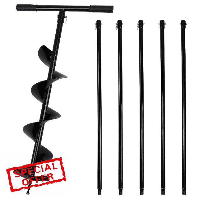 Lothee 228 Inch Steel Auger Well Drilling Kit for Garden Irrigation                                                          5.9 Inch Diameter Earth Auger