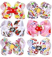 Whaline Hair Bow Clips, 6Pcs Back to School Uniform Hair Accessories, Navy Blue Plaid Stripe Dot ...