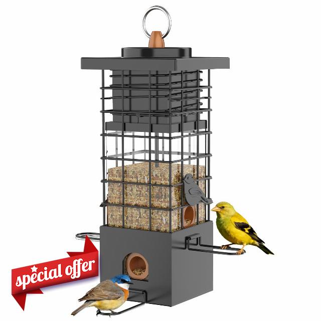 KRUOO Heavy Duty Metal Squirrel Proof Bird Feeder