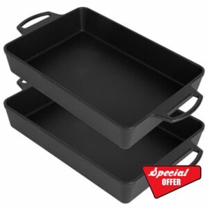 SafBbcue Cast Iron Loaf Pan 13" x 9" Square Bread Pan