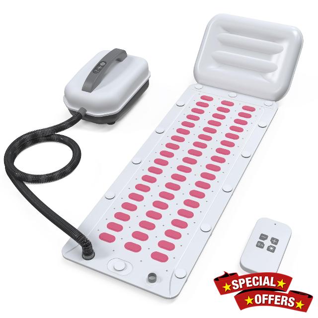 Bubble Bath Massager Mat with 6-Level Adjustment & Remote Control | Upgraded anti-slip suction cup，Inflatable pillow，Portable storage，Relieve muscle soreness and fatigue