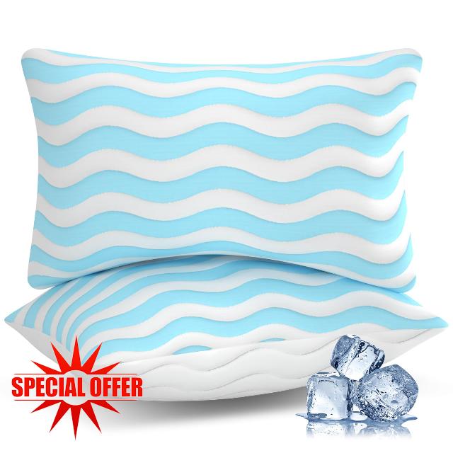 Pillows King Size Set of 2 | Cooling Shredded Memory Foam Bed Pillows for Sleeping