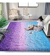 DweIke Fluffy Dark Green Rugs for Bedroom Living Room, 4x6 Feet Soft Plush Shaggy Tie-Dyed Forest...