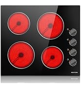 Noxton 24 Inch Induction Cooktop, 4 Burners Electric Cooktop, Upgraded Induction Stovetop with Fl...