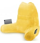 Sasttie Reading Pillow for Bed, Velvet Back Pillow for Bed Sitting Up, Taller Sit-Up Cushion for ...