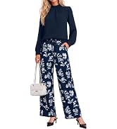 Casly Lamiit 2 Piece Sets for Women Mock Neck Casual Outfits | Long Sleeve Shirts, Wide Leg Pants...