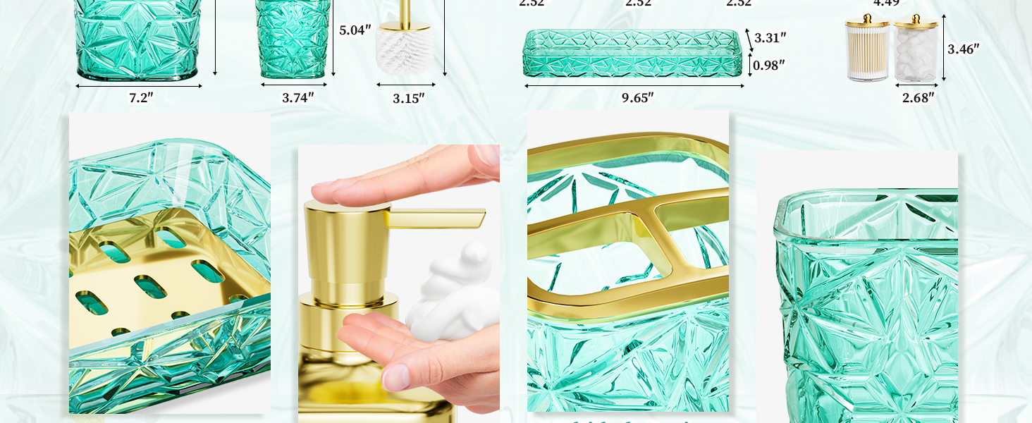 9-Piece Teal Bathroom Set with Trash Can
