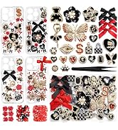 RQAYE Junk case charms,junk case Kit for Customizing Diy Cases,With Cute Bow,Flatback Pearls,Lett...