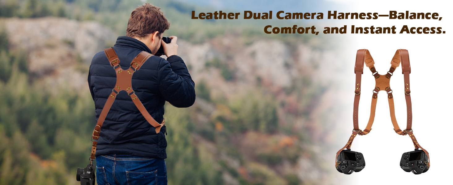 Leather Dual camera Harness
