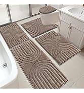 HEBE Bathroom Rugs Sets 5 Piece, Soft Absorbent Microfiber Bath Mat for Bathroom, Non Slip Washab...