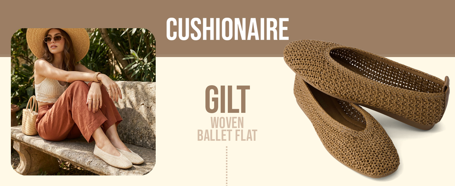 gilt, cushionaire, woven ballet flat, lifestyle