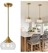 Modern Pendant Lights Kitchen Island, Matte Black Pendant Light Fixtures with 8.5" Clear Hammered...