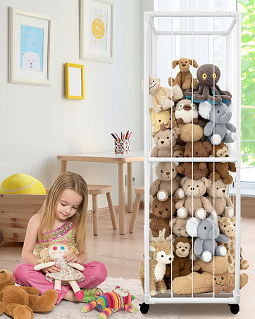 Stuffed Animal Storage, Metal Tube Extra Large Toy Storage Organizer with Brake Wheels, Stuffed A...