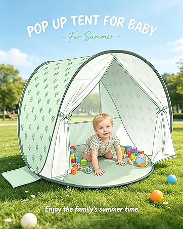 WEMOH Baby Beach Tent with Pool, 3-in-1 Upgrade Pop Up UPF 50+ Sun Protection Shelter with Mosqui...