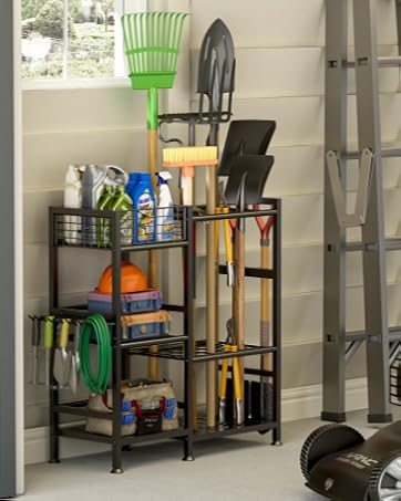 keomaisyto Garden Tool Organizer for Garage, Large Yard Tool Organizer and Storage Holder with Wh...