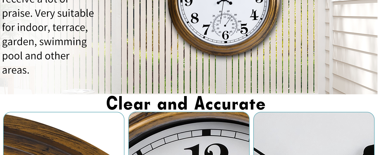 16 Inch Retro Waterproof Outdoor Clock