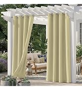 Sunshelf Set of 6 Outdoor Curtains for Patio Waterproof, Grommet Privacy Panels for Porch, Pergol...