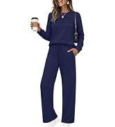 Ekouaer 2 Piece Sets for Women Lounge Set Airport Fall Travel Outfits 2026 | Pleated Top, Long Sl...