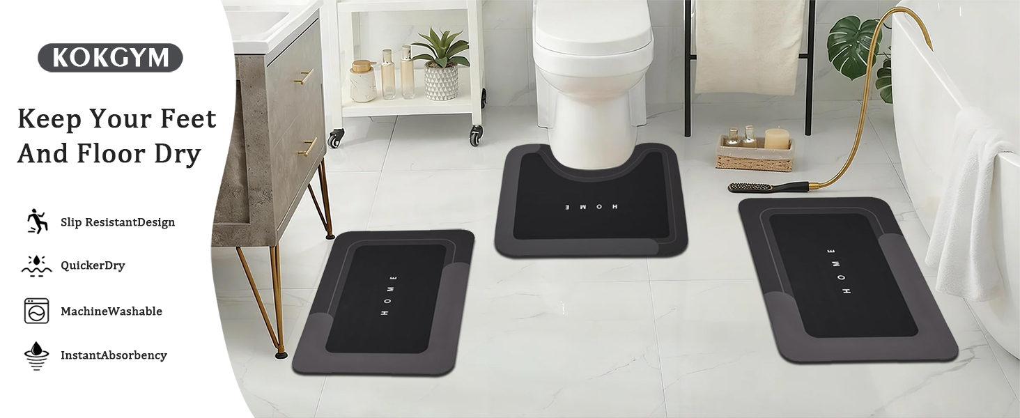 Minimalist geometric pattern, the size of the bathroom mat is ideal for various bathroom layouts