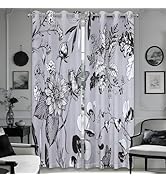 soeeao Dark Brown Vintage Botanical Blackout Curtains Patterned Tan Floral Window Drapes for Bedr...
