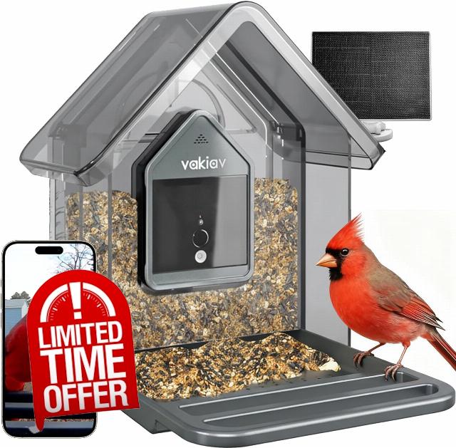 Smart Bird Feeder with Camera Solar Powered