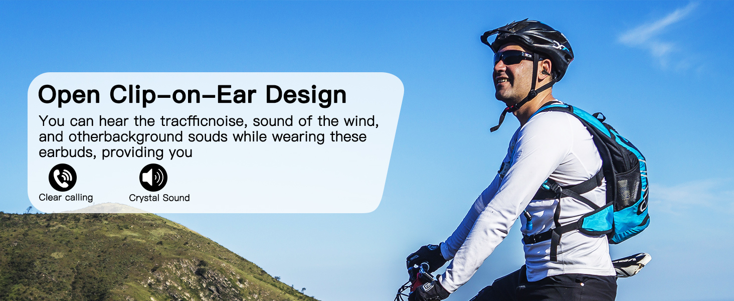 Open Ear Bone Conduction Headphones Wireless Clip On Earbuds