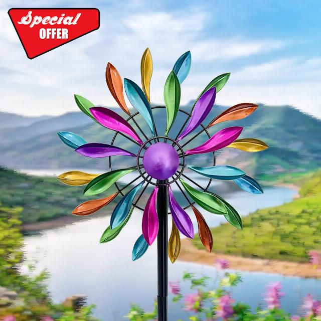 Rainbow Petal 360° Metal Wind Spinners Outdoor