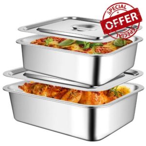 2 Pack 4 Inch Extra Deep Lasagna Baking Pan with Lid