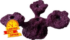 4 Hole Tripod Frag Rack/Rock for Coral Plug Ons and Reef Tank Aquariums (Coralline Purple)