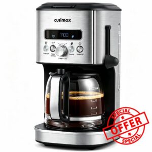 CUSIMAX Drip Coffee Maker 12 Cup Programmable Coffee Machine with 24H Timer