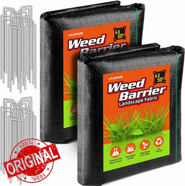 LAVEVE Heavy Duty Weed Barrier Landscape Fabric 4FT x 100FT                                                          3.2oz Premium Woven Weed Control Garden Cloth
