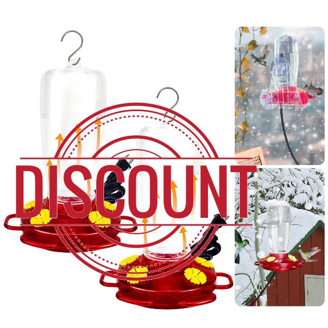 2 Pack Heated Hummingbird Feeders for Winter Outdoors
