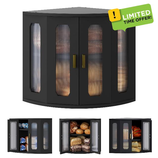 TQVAI Corner Bread Box for Kitchen Countertop