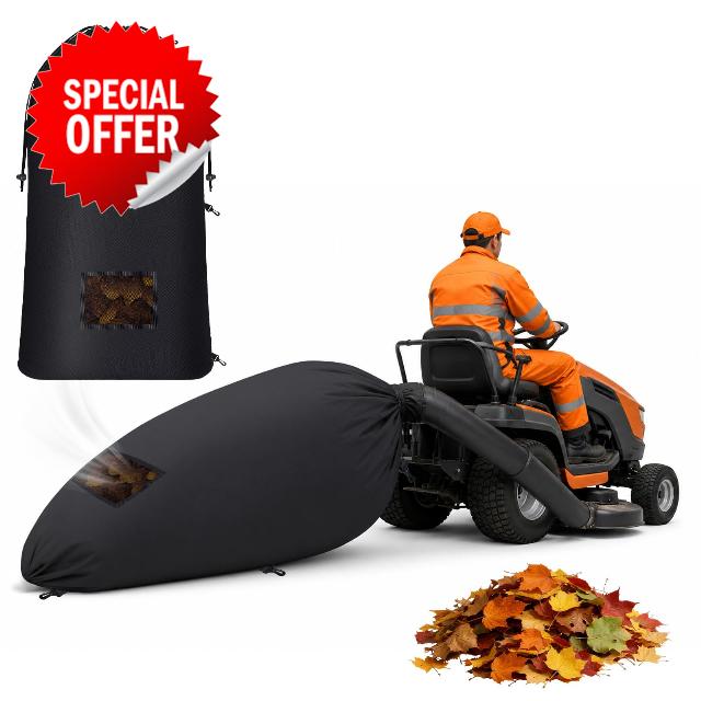 Universal Bagger for Riding Mower Leaf Bag Grass Catcher for Riding Lawn Mower Extra-large 800D Abrasion-resistant Leaf Bag Breathable Mesh Design Zipper Adjustable Drawstring Suitable for Leaves