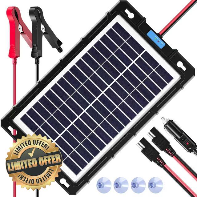 Rhorawill 8W 12V Solar Battery Charger & Maintainer