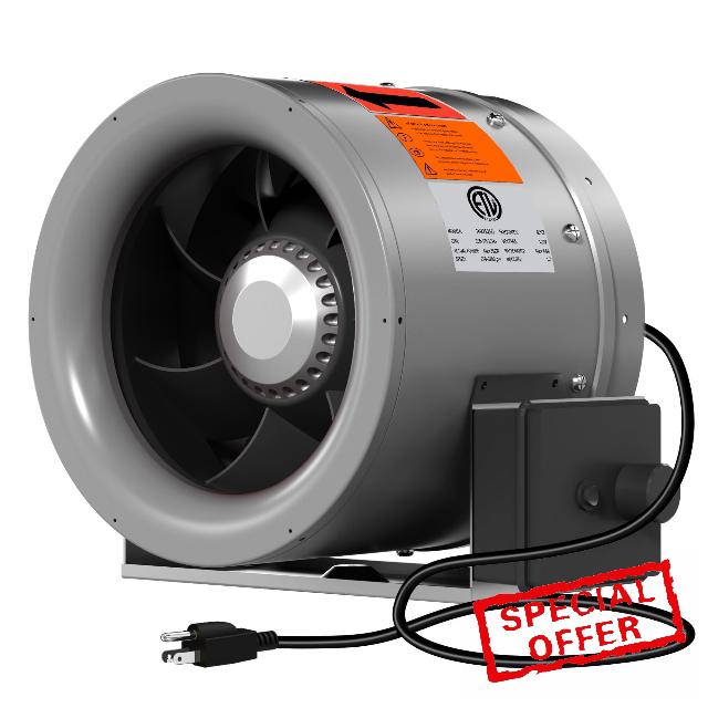 10 inch Inline Duct Fan 1219 CFM Constant Speed Ventilation Exhaust Fan - for Heating/Cooling Booster