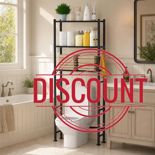 3-Tier Over The Toilet Storage Cabinet with Paper Holder and 4 Hooks