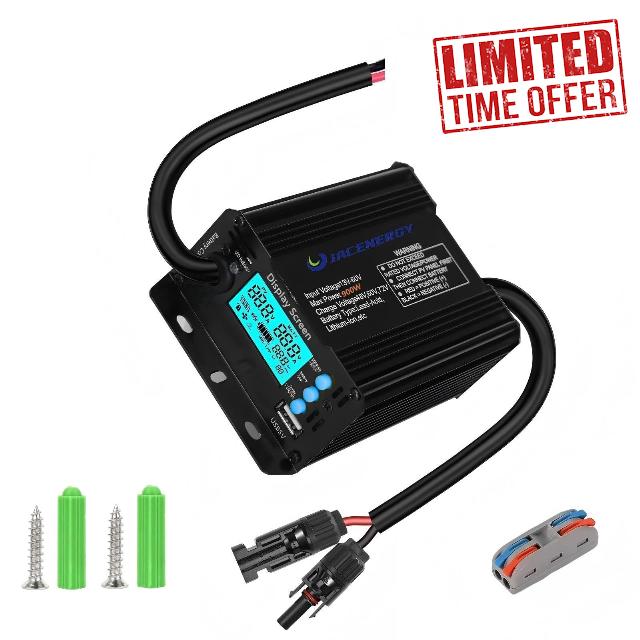 900W SmartSolar MPPT Boost 24V/36V/48V/60V/72V MPPT Solar Charge Controller LCD Display Solar Panel Regulator for Sealed Flooded AGM Gel LFP User Batteries