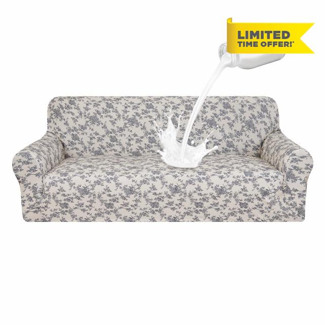 ALIECOM 100% Waterproof Extra Large Couch Cover for 3 Cushion Couch Sofa Pet Friendly Sofa Covers Washable for Dogs Stretch Printed Sofa Slipcovers Furniture Protector (Beige & Black