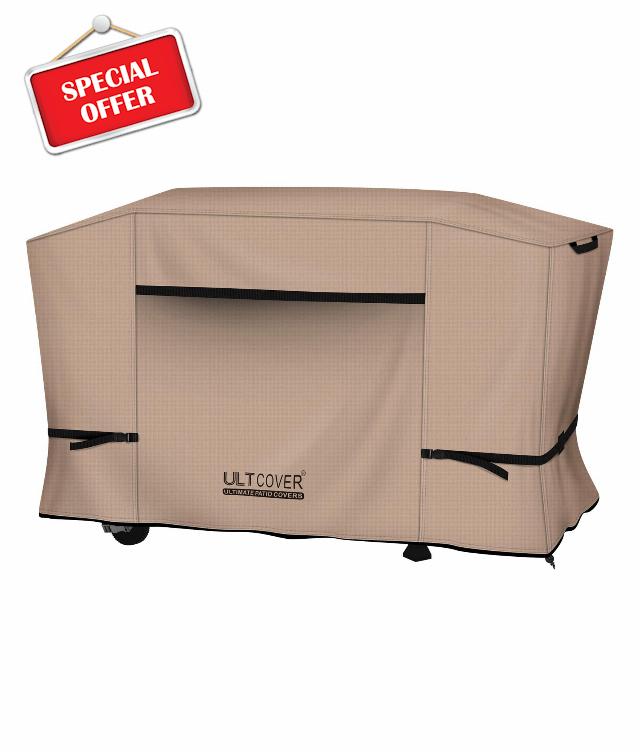 ULTCOVER 600D Outdoor Waterproof Griddle Cover for Blackstone Halo LoCo Cookers Nexgrill Weber 36 inch Two Side Shelves Flap Top Grill with Hood